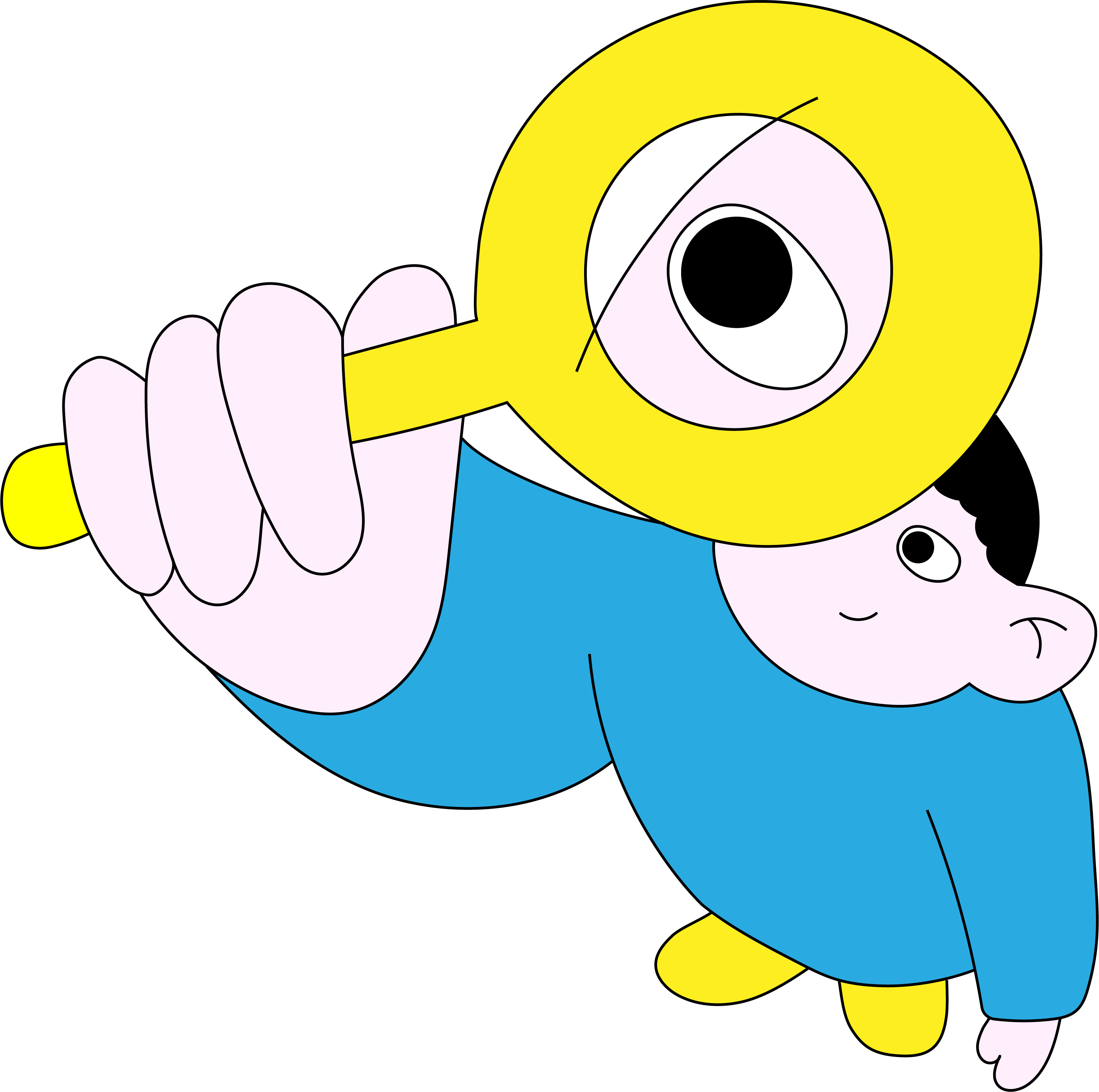 Cậu bé cầm kính lúp